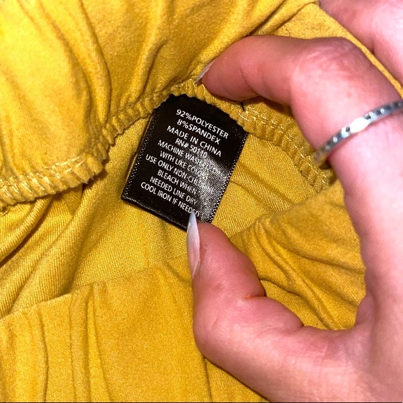 Feathers Womans Fleece-Lined Yellow White Striped High Waist Cropped Leggings - Picture 11 of 15